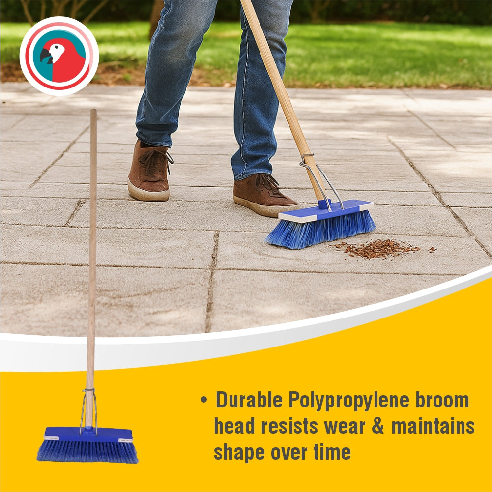Janitorial Deluxe Broom Flagged Wooden Handle