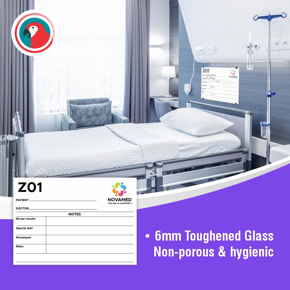 Hospital Glass Bed Board with Print (A3 - 297x420mm)