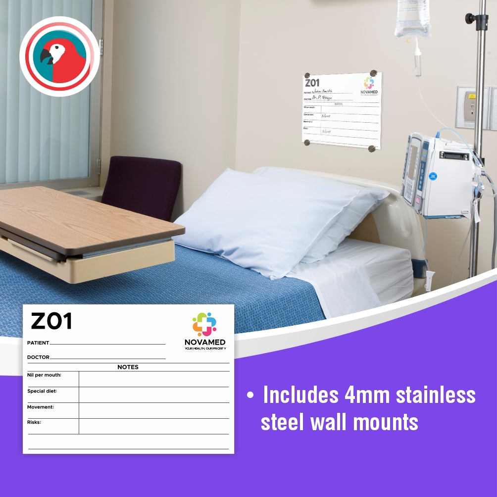 Hospital Glass Bed Board with Print (A4 - 210x297mm)