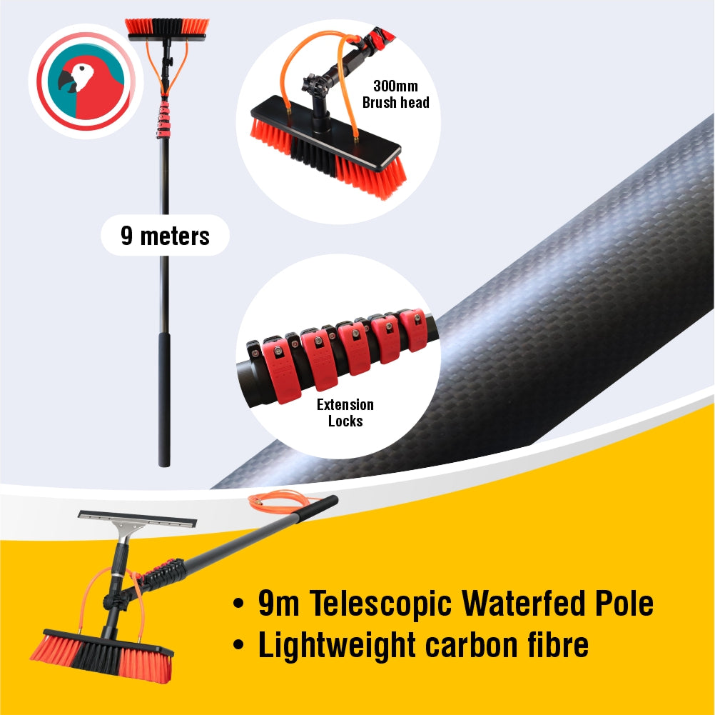 Telescopic Waterfed Carbon Fibre Pole 9M