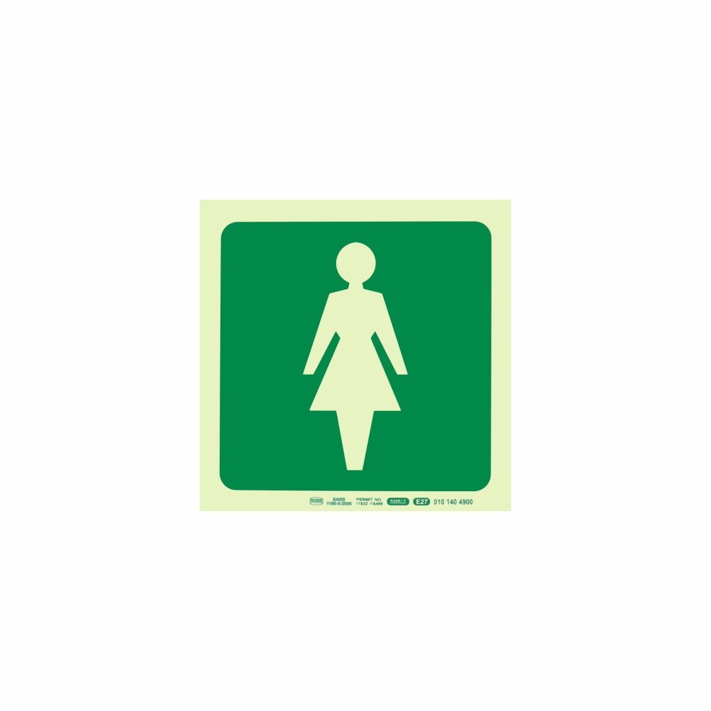 Photoluminescent 190MM Safety Sign - E27-Female Symbol
