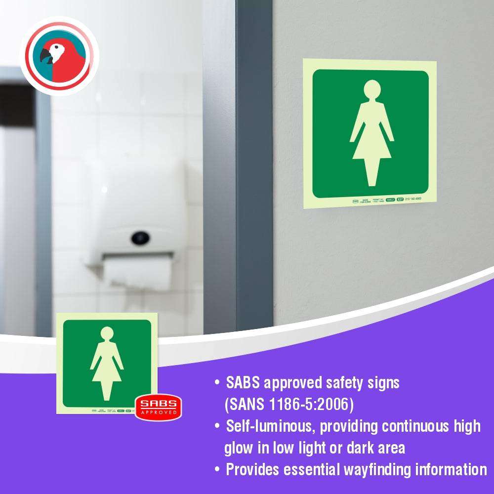 Photoluminescent 190MM Safety Sign - E27-Female Symbol