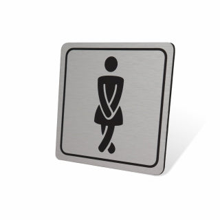 Ladies Toilet Symbolic Sign - Black Printed on Brushed Aluminium ACP (150 x 150mm)