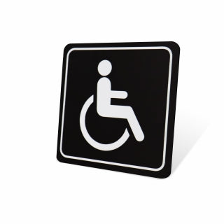 Sign Symbolic 150*150mm Black Printed Disabled Toilet Sign on White ACP