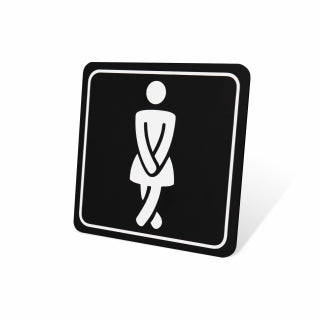 Sign Symbolic 150*150mm Black Printed Ladies Toilet Sign on White ACP