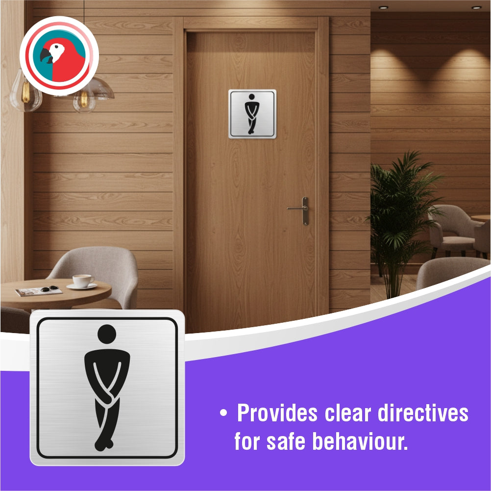 Gents Toilet Symbolic Sign - Black Printed on Brushed Aluminium ACP (150 x 150mm)