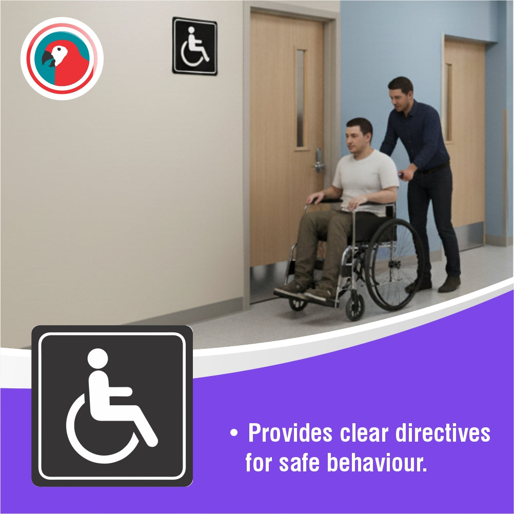Sign Symbolic 150*150mm Black Printed Disabled Toilet Sign on White ACP
