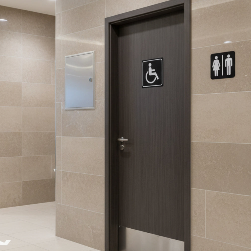 Sign Symbolic 150*150mm Black Printed Disabled Toilet Sign on White ACP