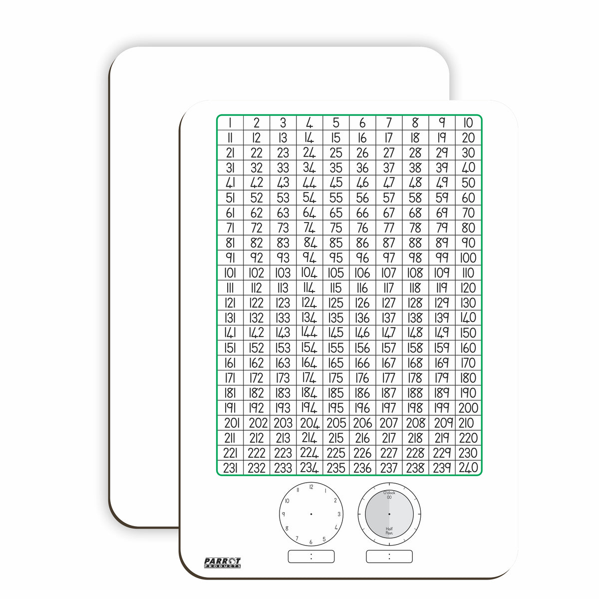 WRITING SLATE NUMBER CHART AND CLOCK MARKERBORD 297*210MM TENS