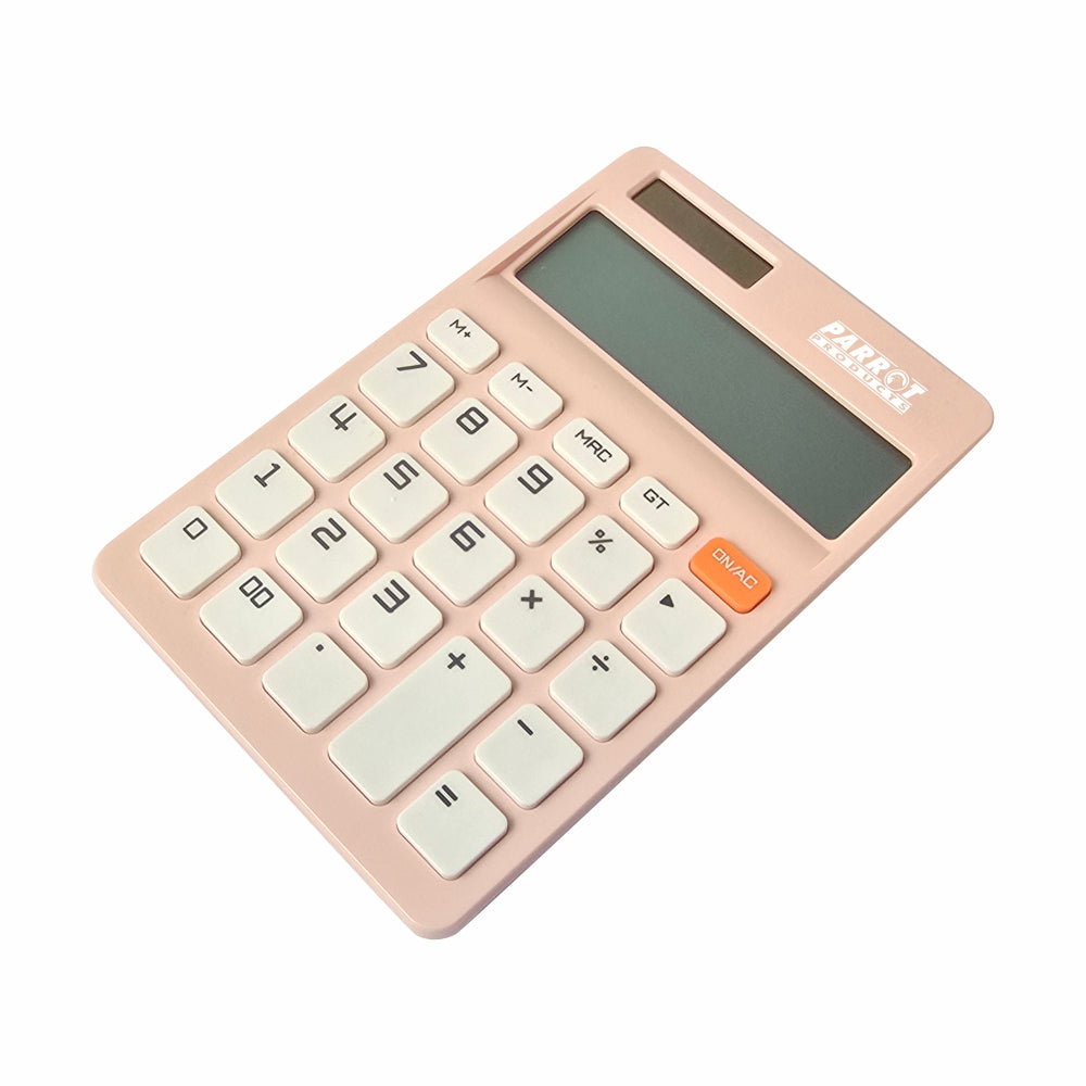 12-Digit Desktop Calculator Pink Dual Power