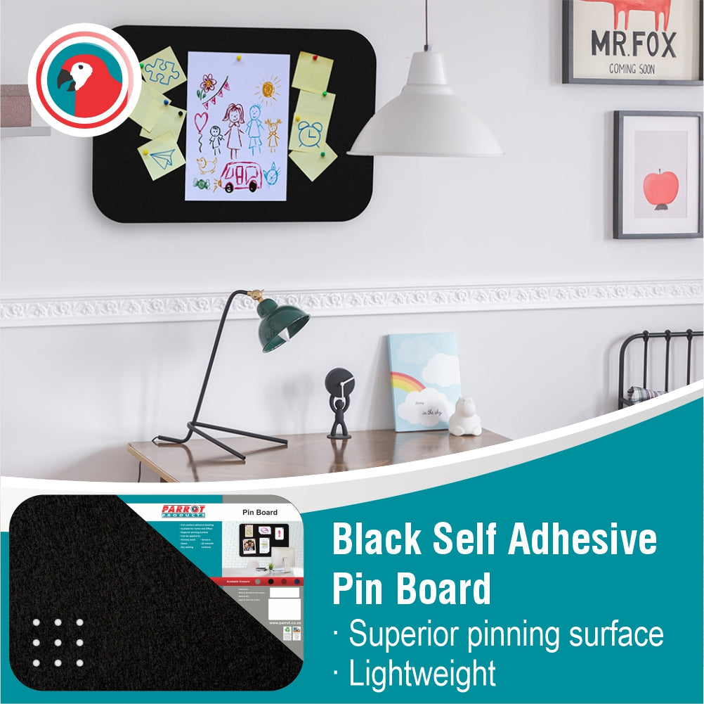 Adhesive Pin Board (No Frame - 900*600mm - Black)
