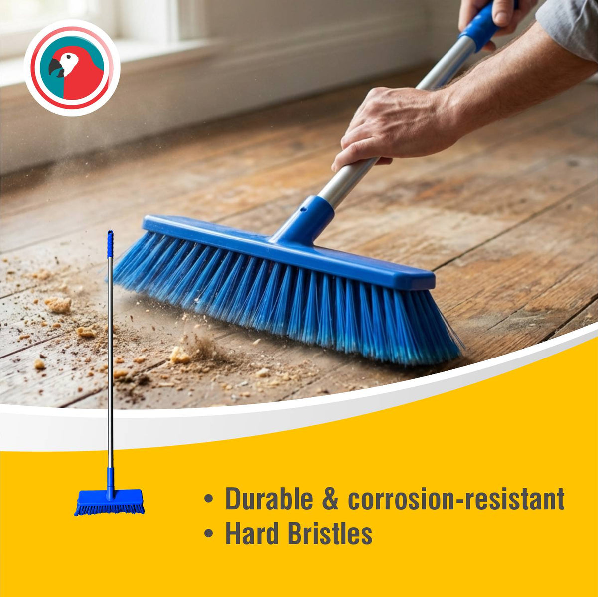 HACCP Hard Bristle Broom Blue Commercial Cleaning Broom