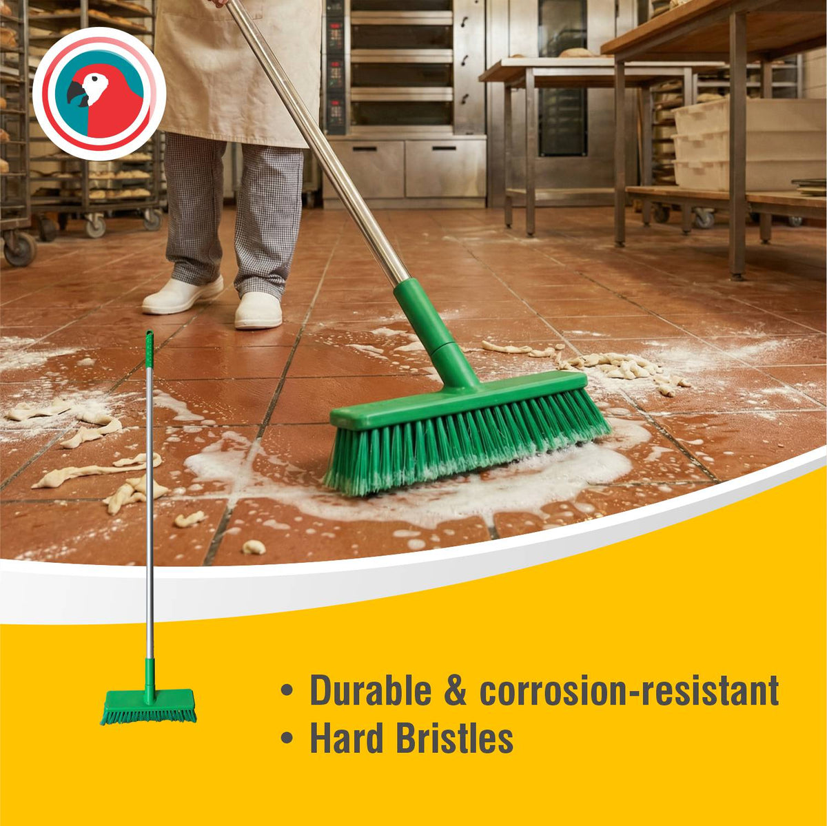 HACCP Hard Bristle Broom Green Commercial Cleaning Broom