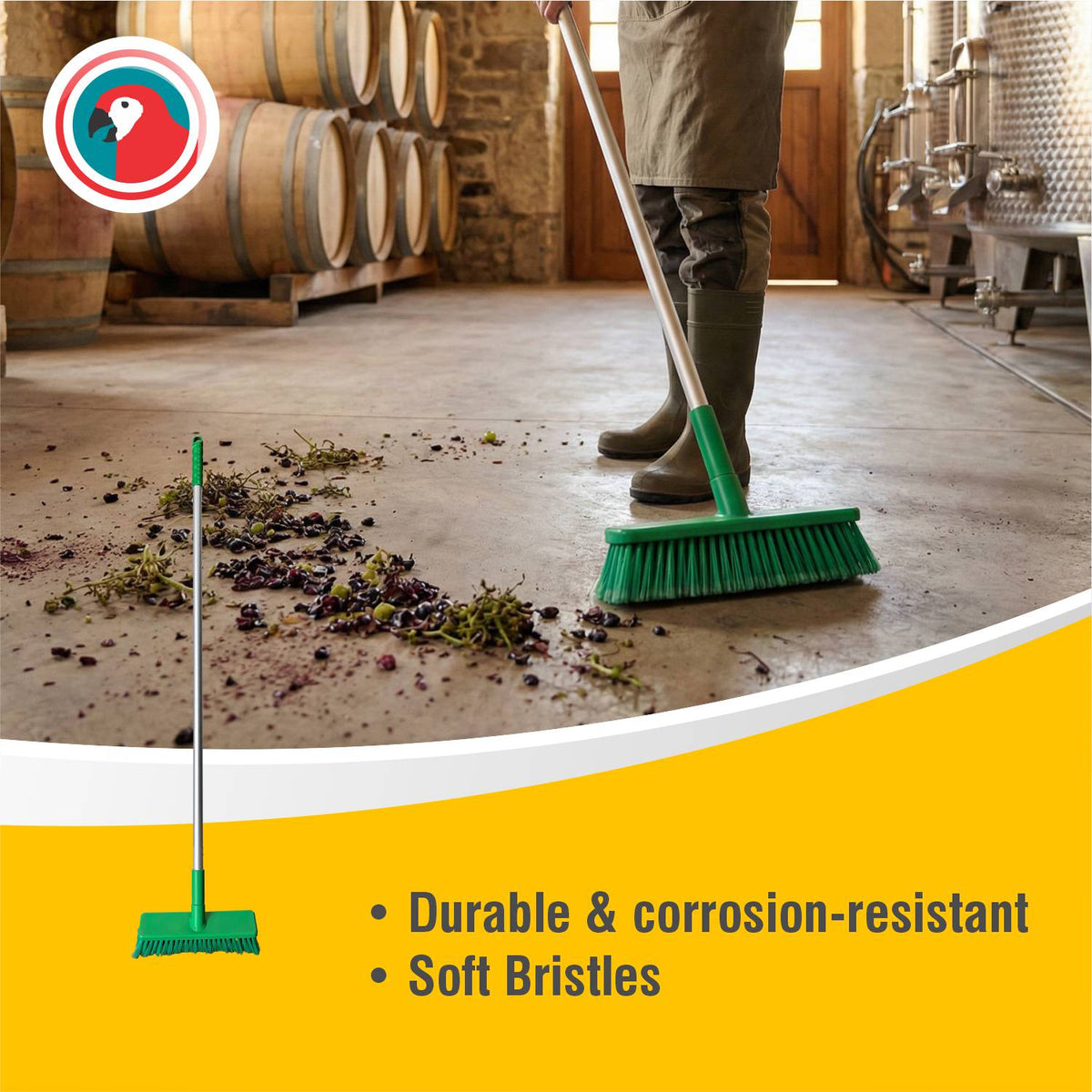HACCP Soft Bristle Broom Green Commercial Cleaning Broom