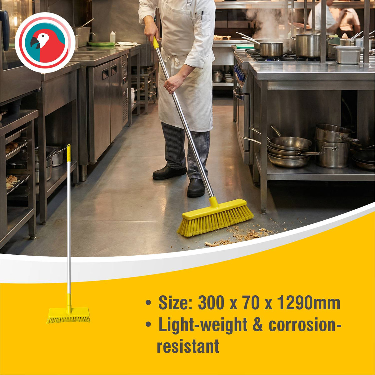 HACCP Hard Bristle Broom Yellow Commercial Cleaning Broom