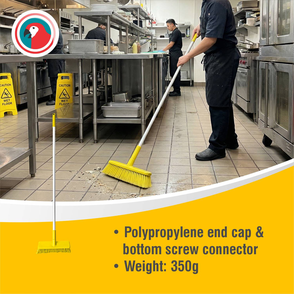 HACCP Hard Bristle Broom Yellow Commercial Cleaning Broom