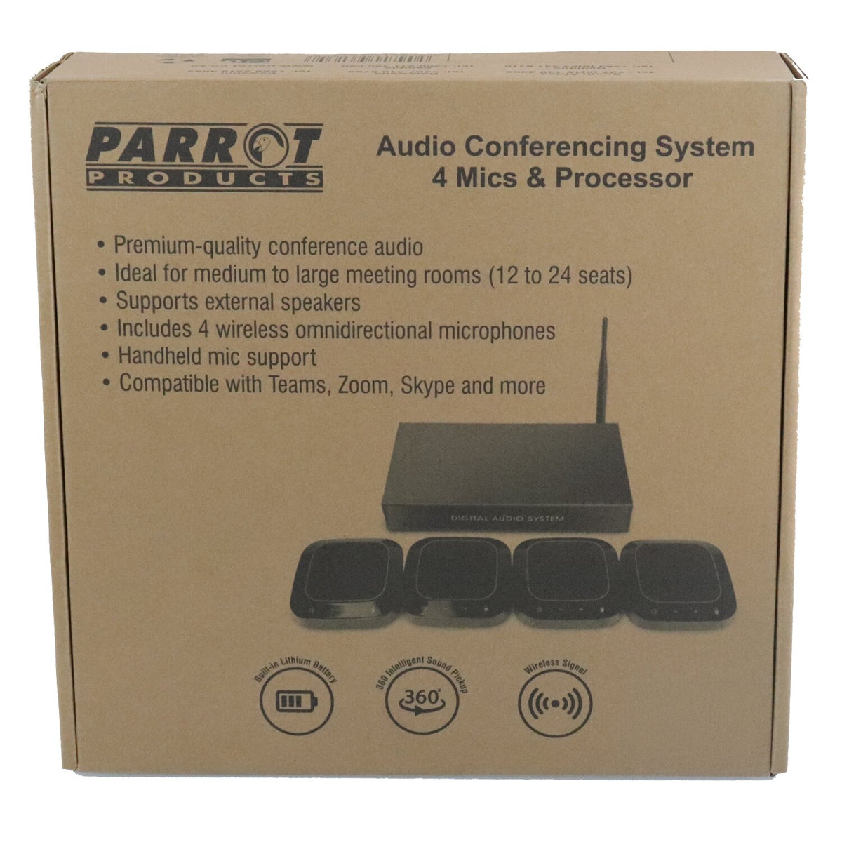 Wireless Audio Conferencing System with 4 Microphones & Processor