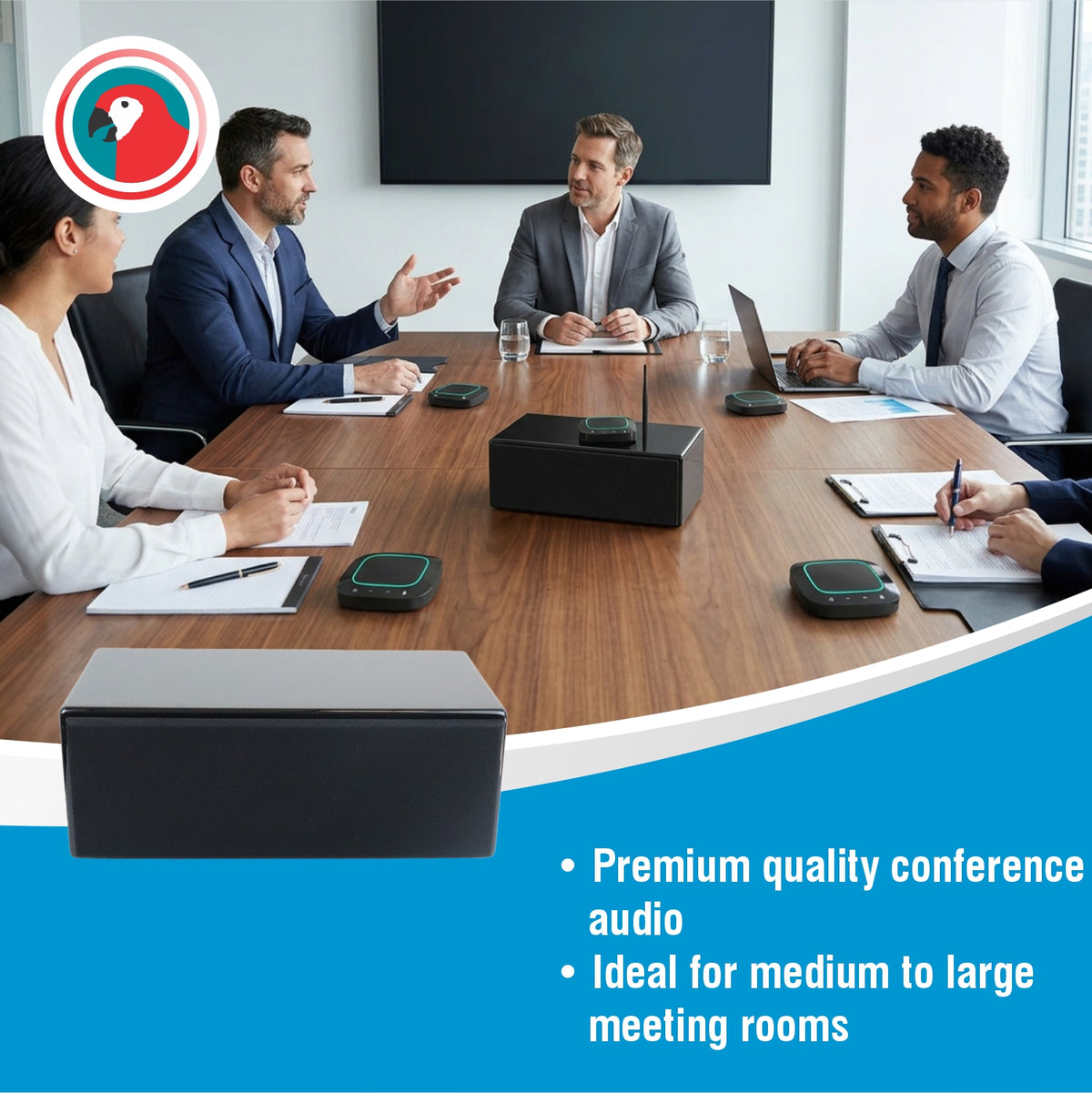 Wireless Audio Conferencing System with 4 Microphones, Processor & Loudspeaker