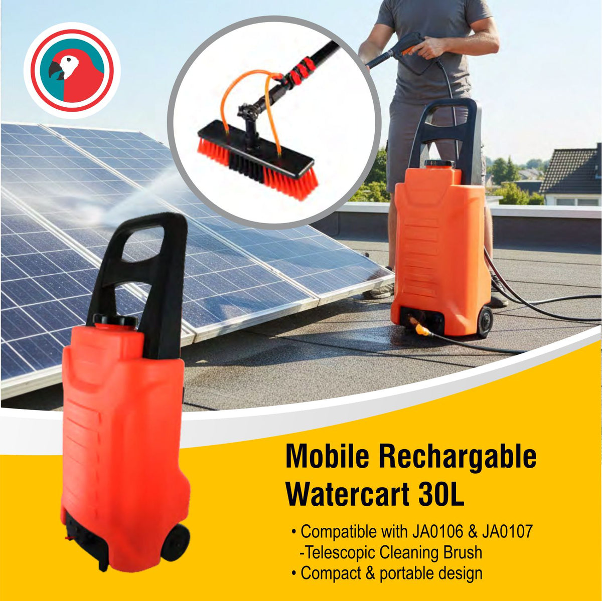Mobile Rechargeable Watercart 30L Portable Cleaning Water Supply System