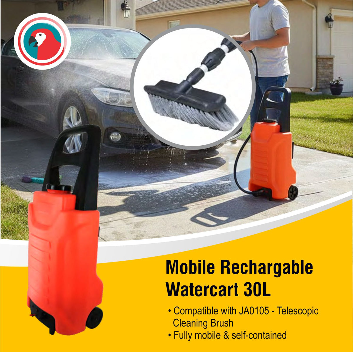 Mobile Rechargeable Watercart 30L Portable Cleaning Water Supply System