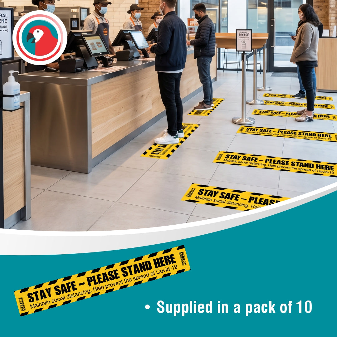 COVID-19 Social Distancing Floor Graphic (600x80mm - Pack of 10)