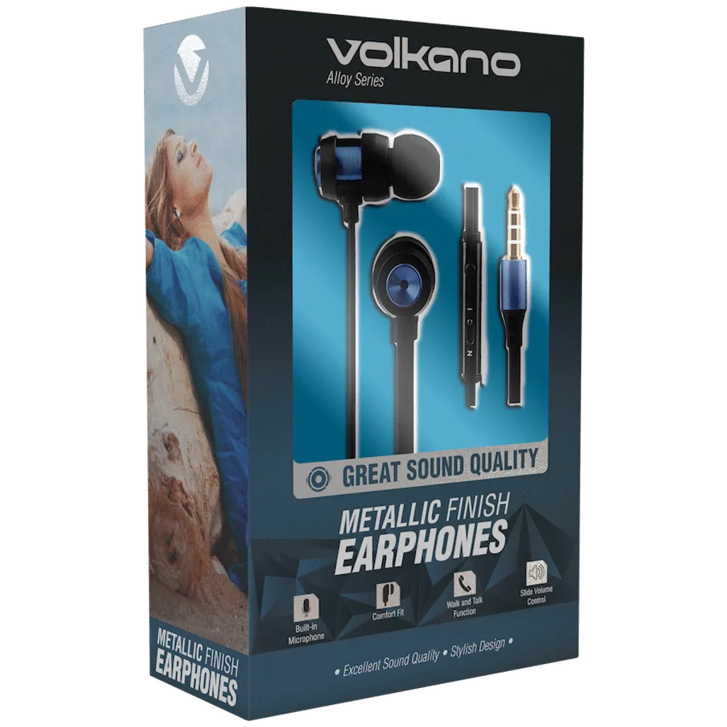 Volkano Alloy Series Metal Earphone - Blue