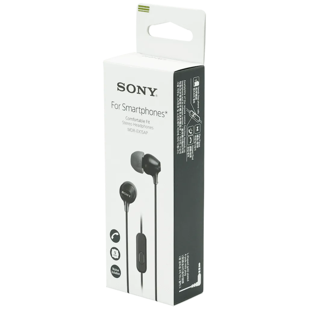 Sony MDR-EX15AP (Black) In-Ear Earphone with Mic for iPhone - Android - BlackBerry
