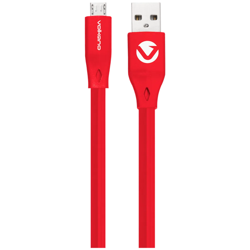 Volkano Slim Series Flat PVC Micro-USB Cable 1.2m - Red