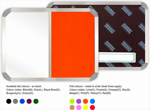 Non-Magnetic Combination Whiteboard (1200*900mm - Green Felt)