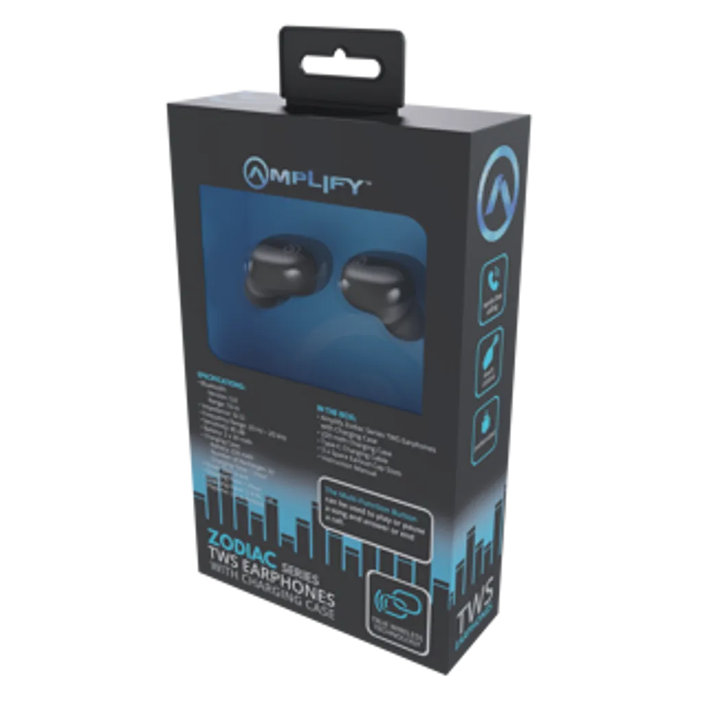 Amplify Zodiac Series TWS Earphones with Charging Case - Black