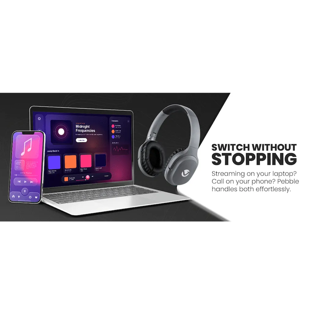 Volkano Pebble Series Bluetooth Headphones - Dark Grey