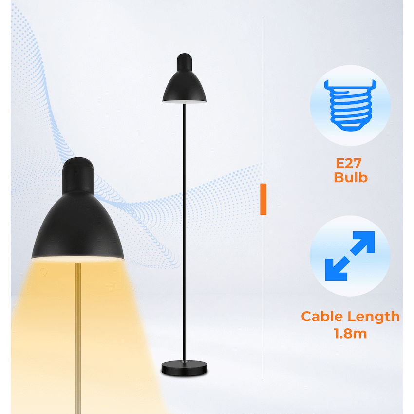 Switched Orluna Series Metal Floor Lamp - Black