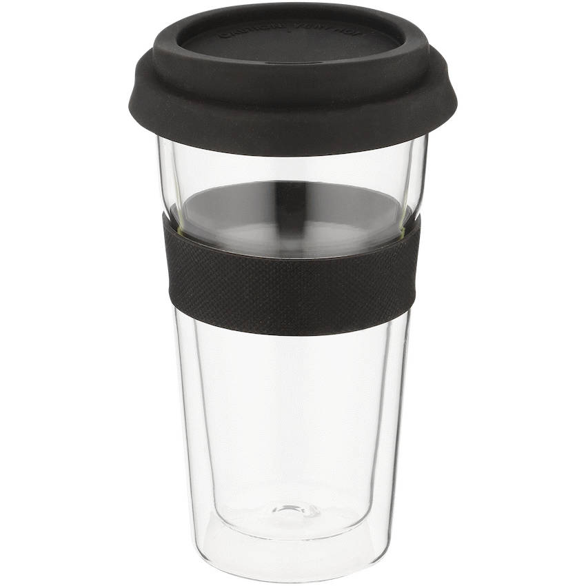 Snappy Thermal Glass Tumbler 400ml Black ( Order in Qty of 6)