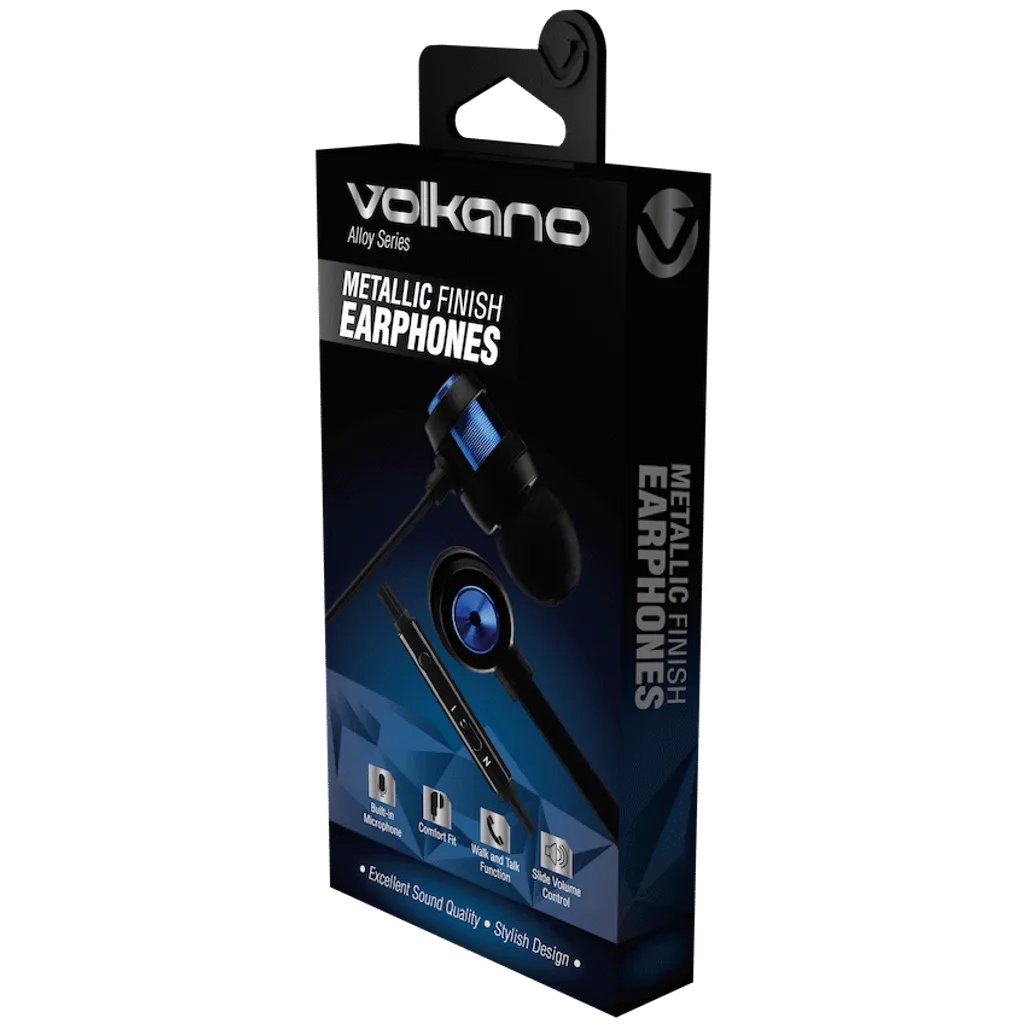 Volkano Alloy Series Metal Earphone - Blue