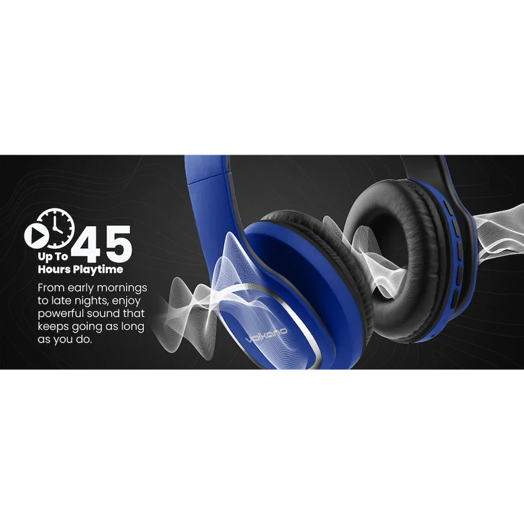 Volkano Phonic Series Bluetooth Full Size Headphones - Blue