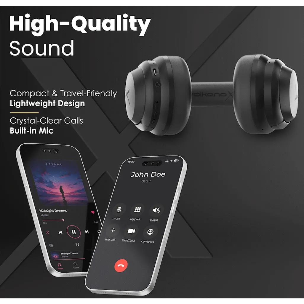 VolkanoX Halo ANC Bluetooth Headphone - Black