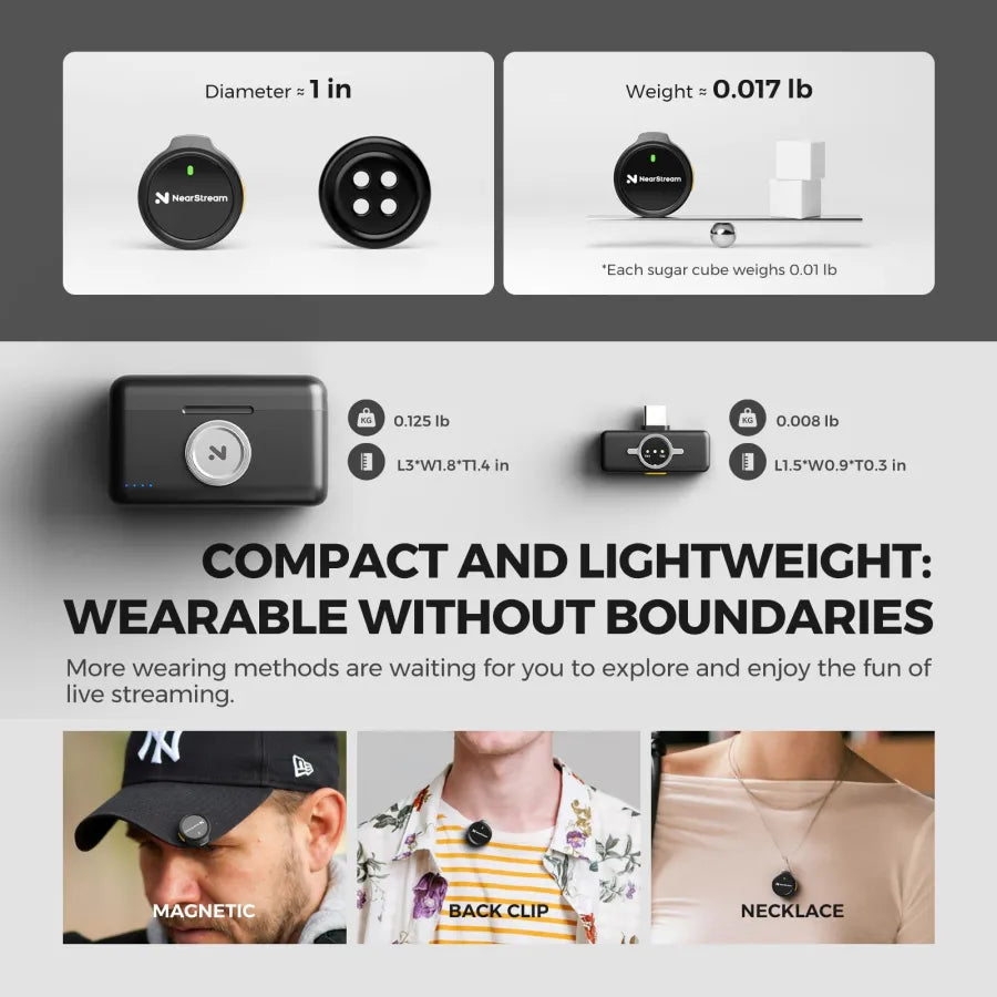 NearStream AWM25T: AI Noise-Canceling Lavalier Wireless Microphone Kit - iDesign Communications