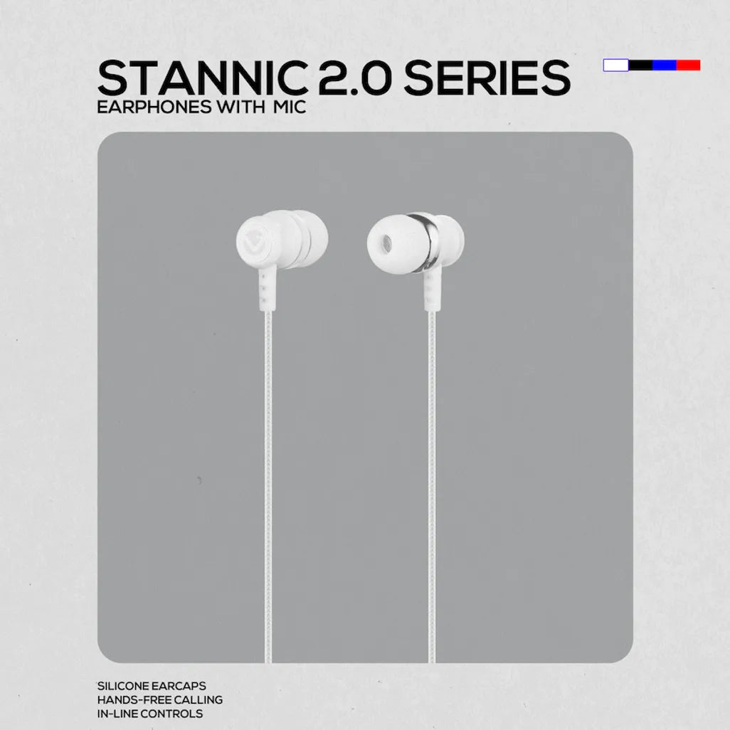 Volkano Earphones with Mic - Stannic Series - White