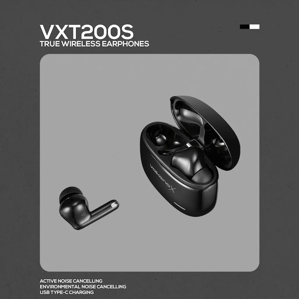 VolkanoX VXT200S Hybrid ANC TWS Earphones - Black