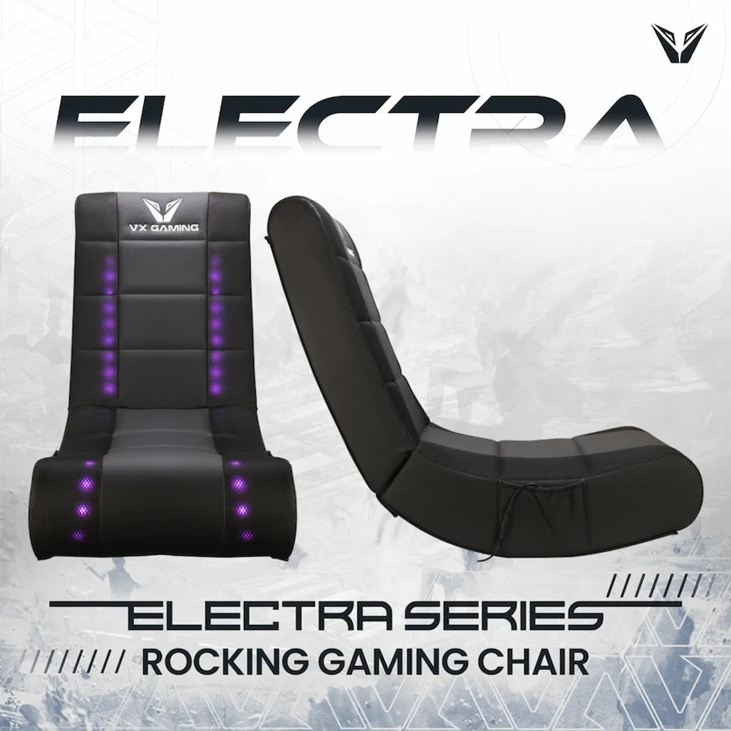 VX Gaming Electra Series Rocking Gaming Chair with LED lights