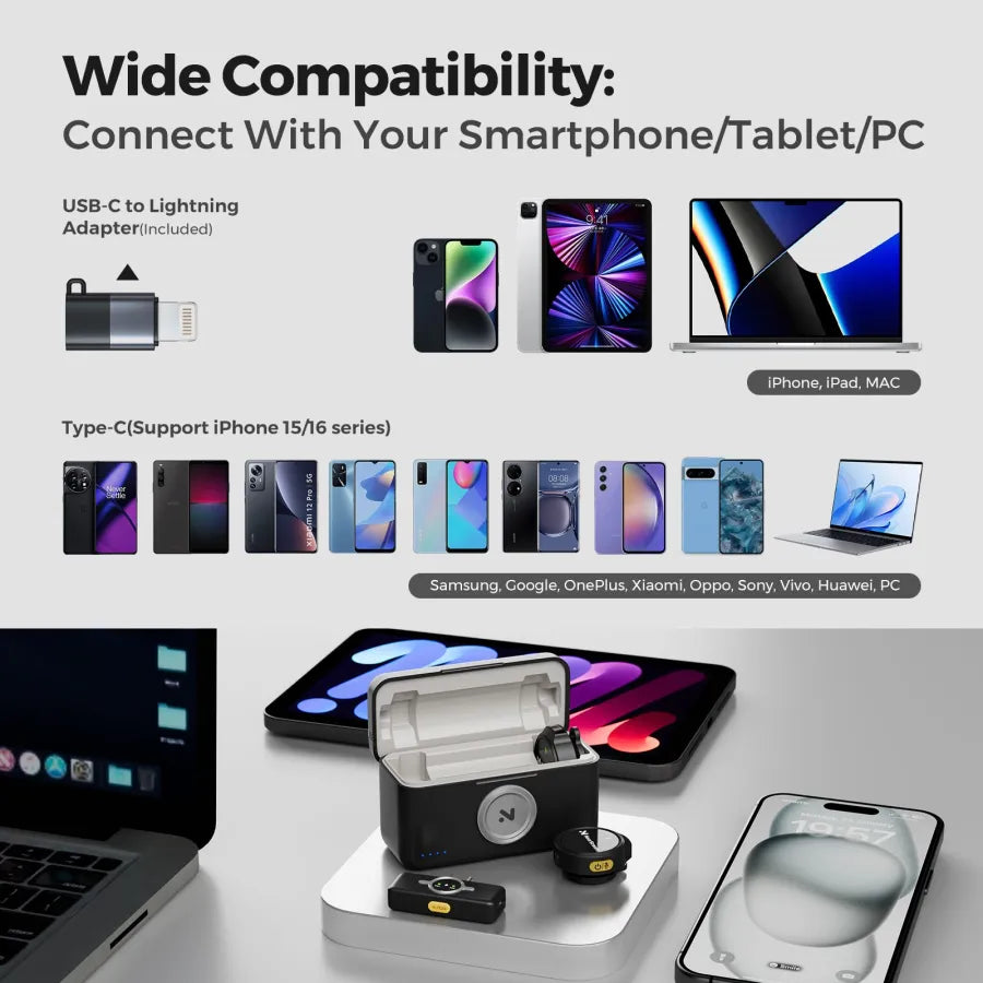 NearStream AWM25T: AI Noise-Canceling Lavalier Wireless Microphone Kit - iDesign Communications