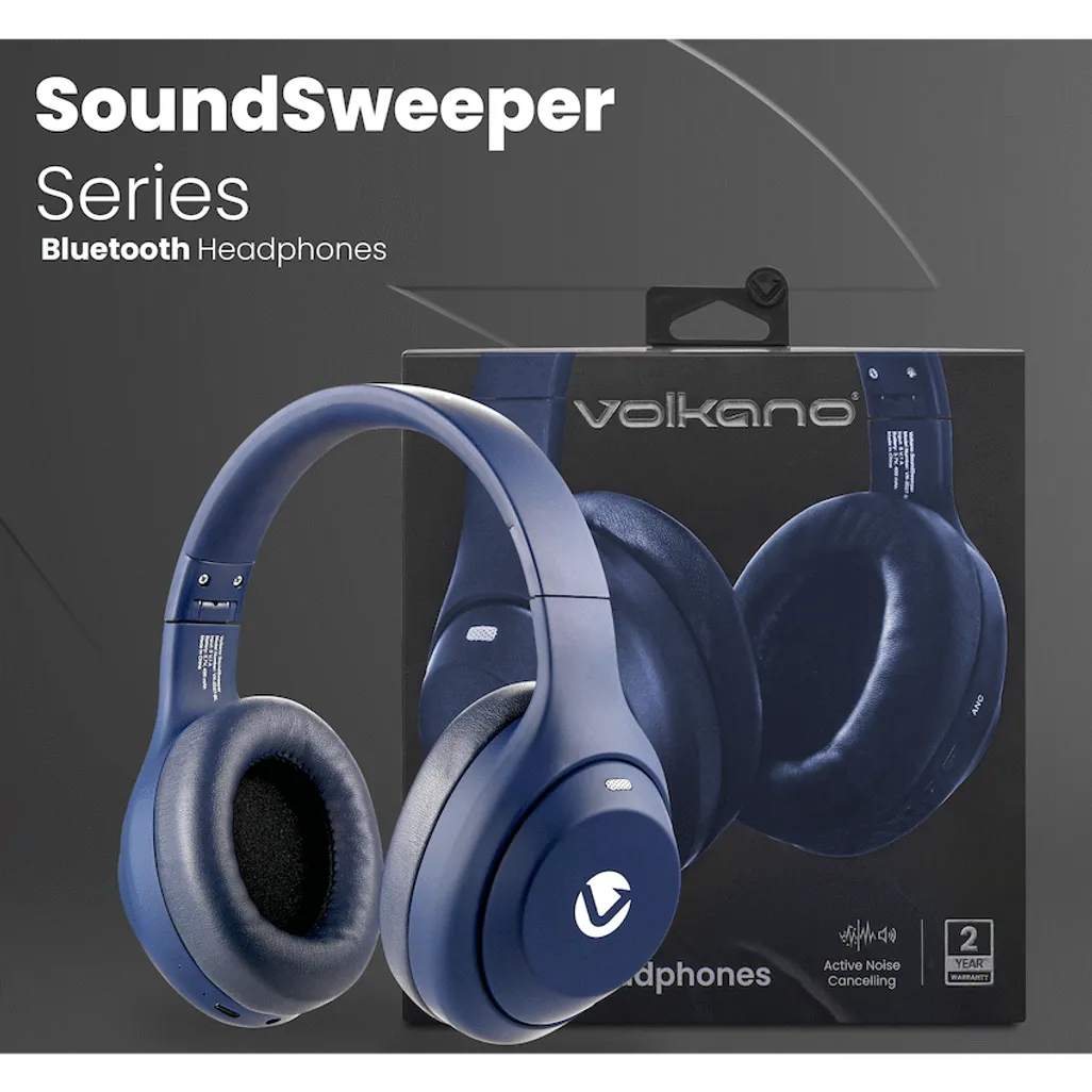 Volkano SoundSweeper Series Active Noise Cancelling bluetooth Headphones - Blue