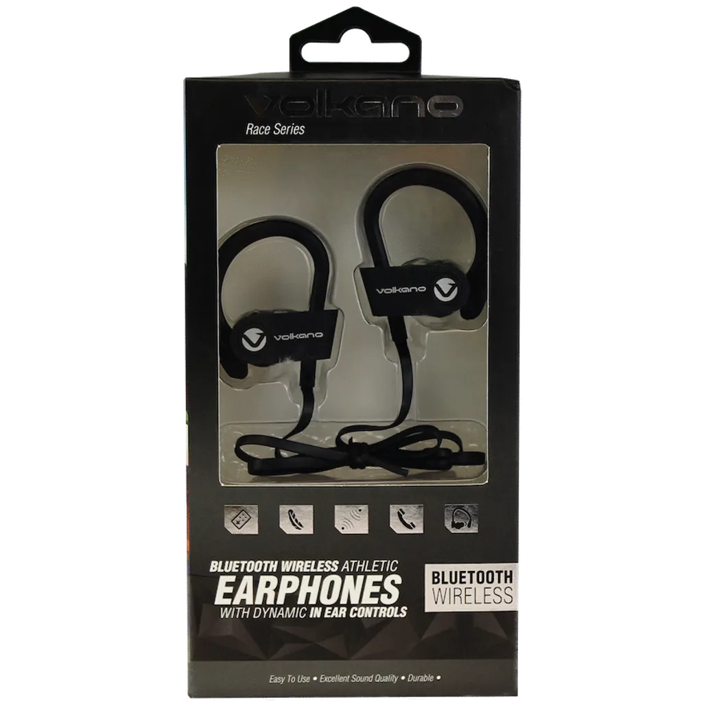 Volkano Race Series Bluetooth Sport Earhook Earphones - Black