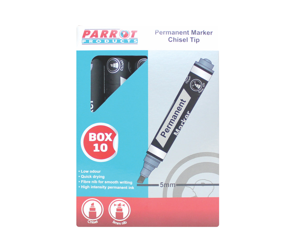 Permanent Markers Chisel Tip (Box of 10 - Black)