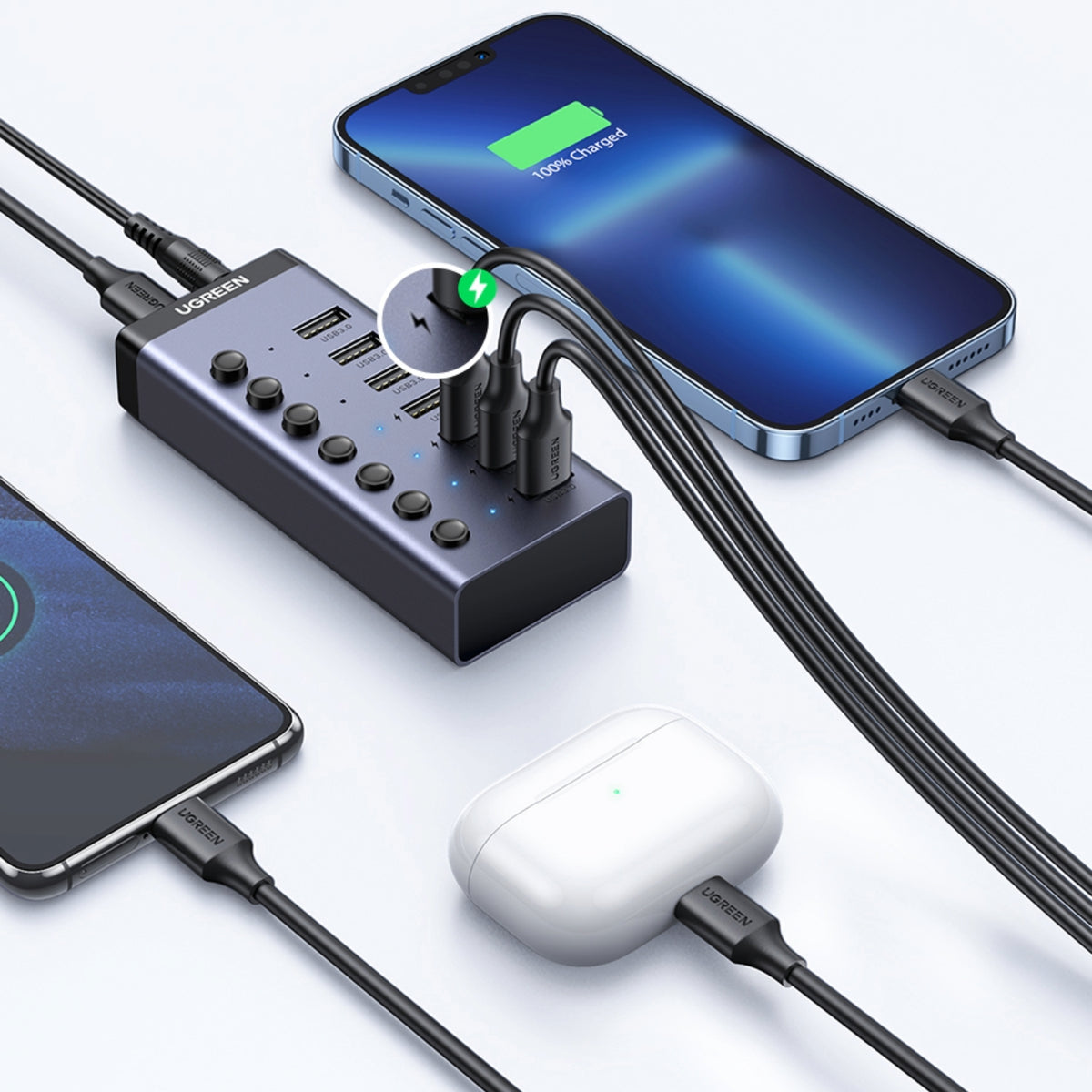 UGREEN 7 in 1 USB 3.0 Hub-Grey