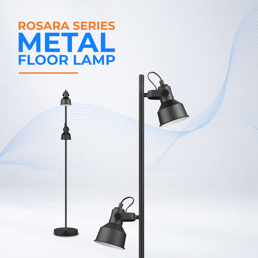 Switched Rosara Series Metal Floor Lamp - Black