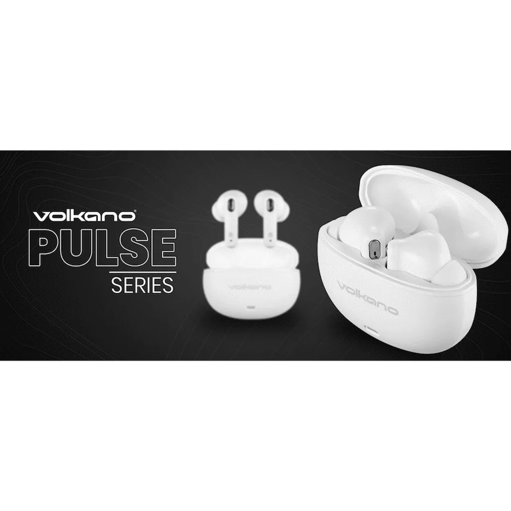 Volkano Pulse Series True Wireless Earphones with Charging Case - White