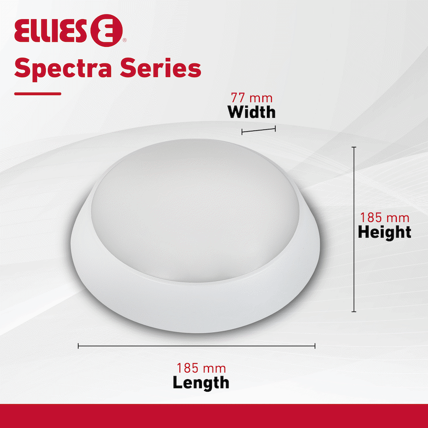 Ellies Spectra Series - AC 15W Round LED Bulkhead with 3CCT -WT