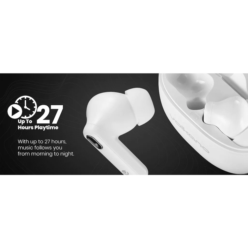 Volkano Pulse Series True Wireless Earphones with Charging Case - White