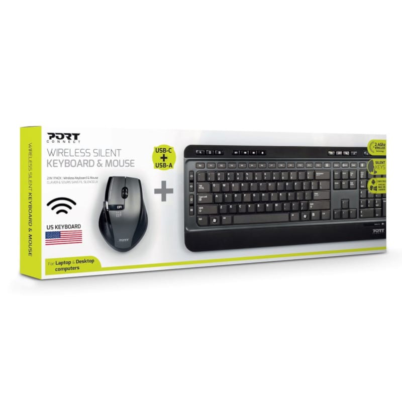 Port Black Wireless Keyboard & Mouse Combo
